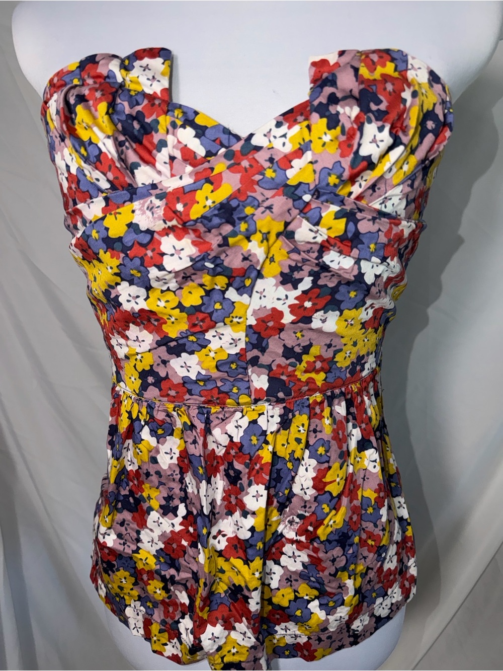 Porridge floral strapless sweetheart bustier top